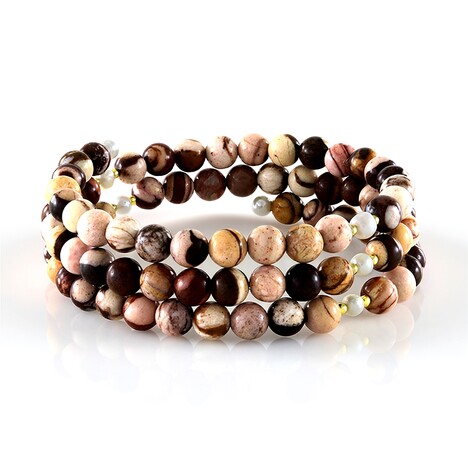 Bracelet en acier et Jaspe zèbre rouge (Riya)