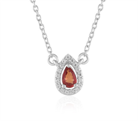 Zilveren halsketting met een Tanzania robijn