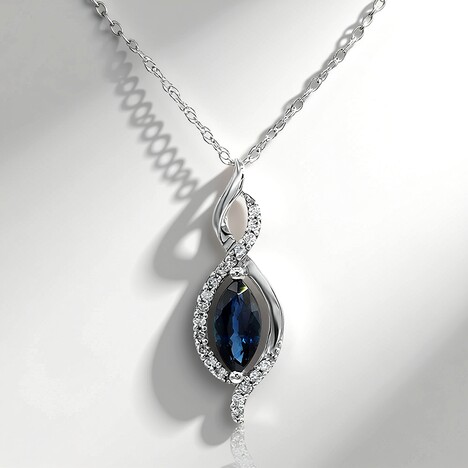 Collana in oro con Zaffiro Ceylon Blu
