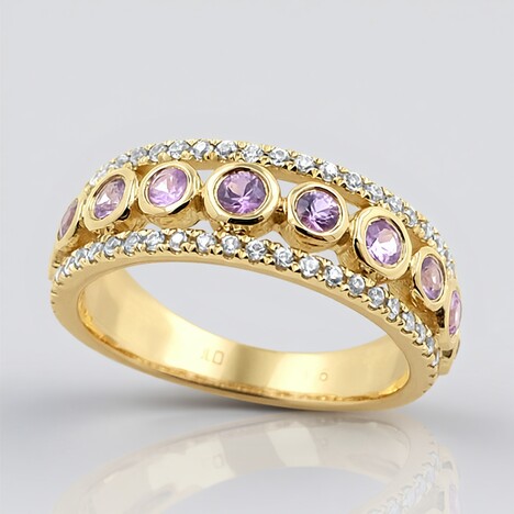 Anello in oro con Zaffiro Ceylon Porpora (non riscaldato)