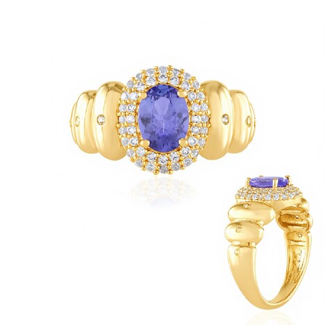 Zilveren ring met een tanzaniet (de Melo Essence)