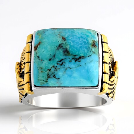 Anello in argento con Turchese Kingman Mohave Blu (Jones Lee)