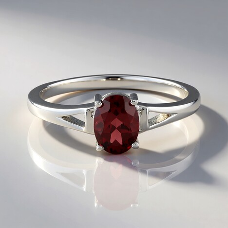 Anello in argento con Granato Mozambico