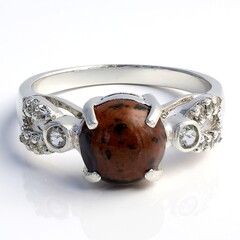 Anello in argento con Ossidiana Mogano