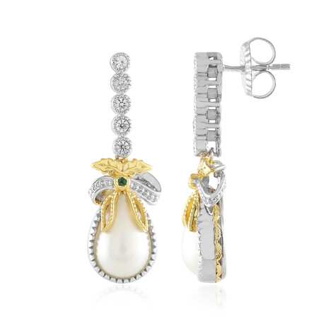 Pendientes en plata con Perla blanca de Mabe (Gems en Vogue)