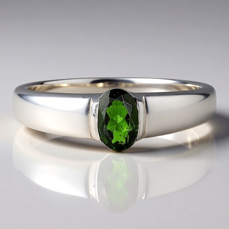 Anello in argento con Diopside Russo