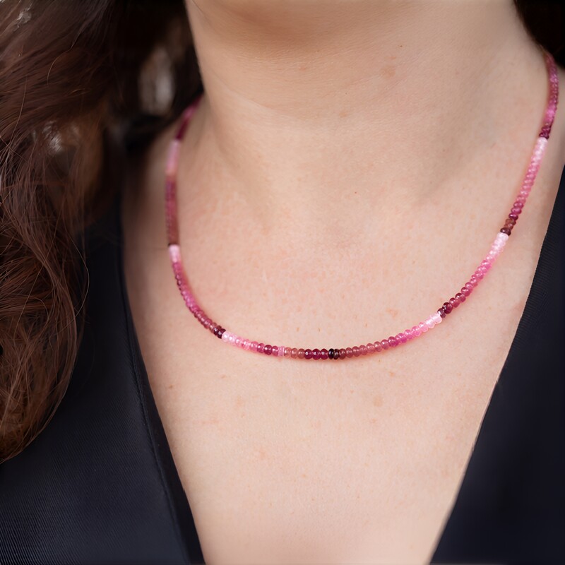Collar en plata con Turmalina rosa de Nigeria