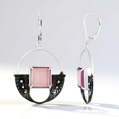 Boucles d'oreilles en argent et Calcédoine lavande
