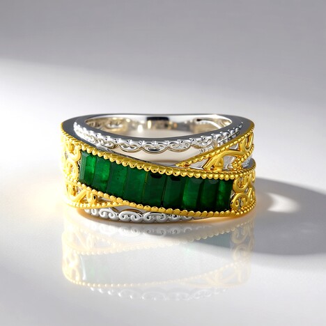 Anello in argento con Smeraldo Zambia (Gems en Vogue)