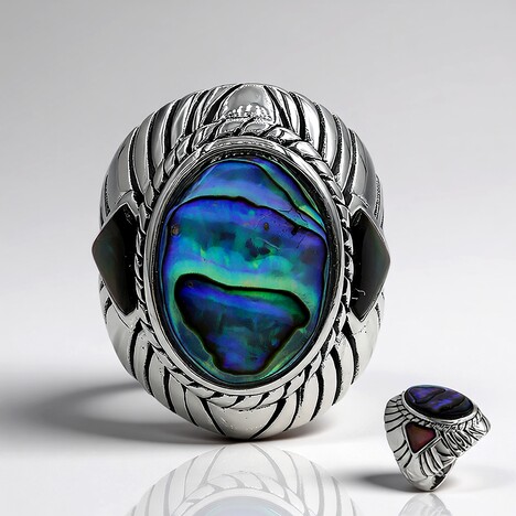 Bague en argent et Coquillage d'Abalone (Art of Nature)