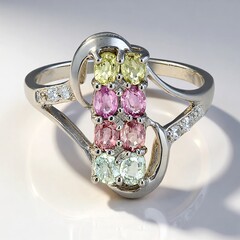 Anello placcato in platino con Gemme