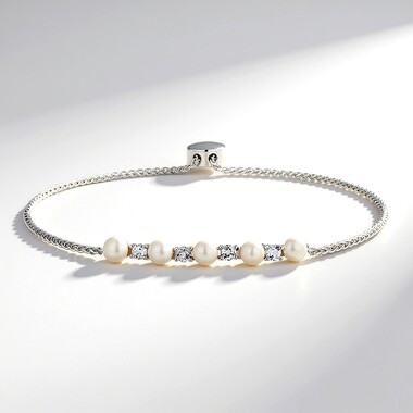 Bracciale in argento con Perla d'Acqua Dolce Bianca