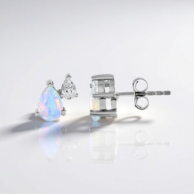 Boucles d'oreilles en argent et Opale Welo
