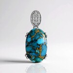 Pendentif en argent et Turquoise bleue cuivrée de Mohave (Faszination Türkis)