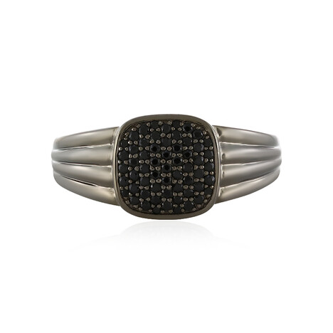 Schwarzer Spinell-Herren-Silberring