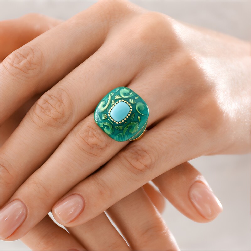 Anillo en plata con Turquesa bella durmiente (Adela Silber)