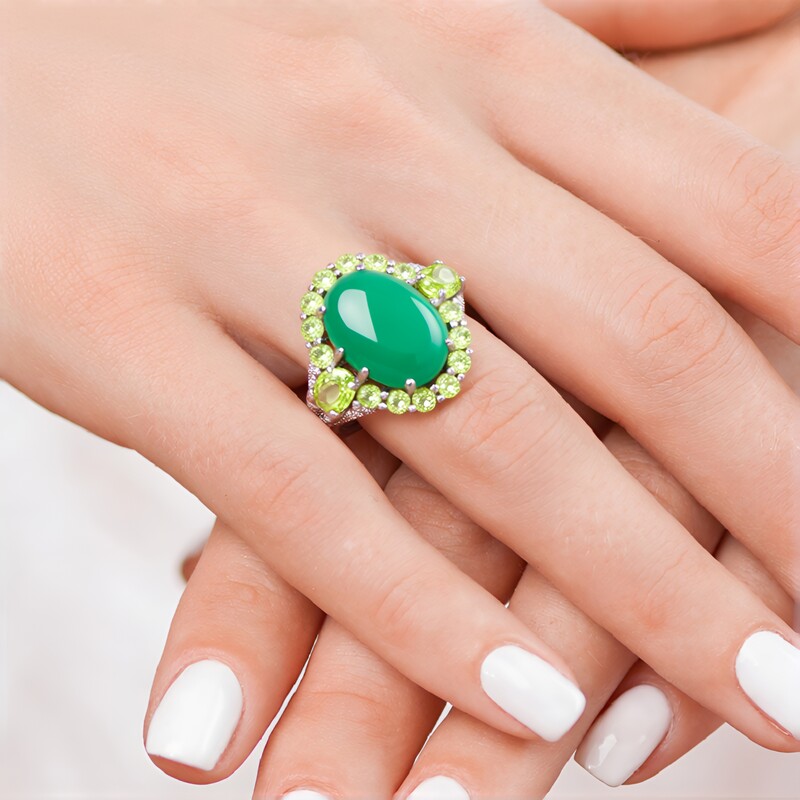 Anillo en plata con Ónix verde