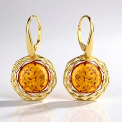 Orecchini in argento con Ambra Baltica Cognac