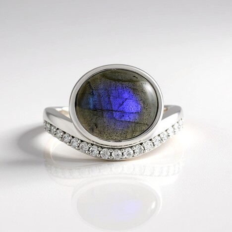 Anello in argento con Labradorite Blu Maniry (KM by Juwelo)