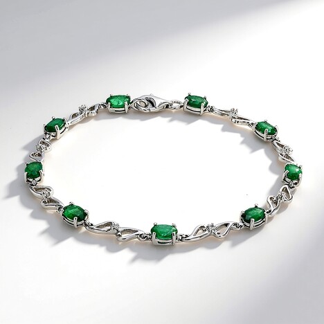 Bracciale in argento con Smeraldo Zambia