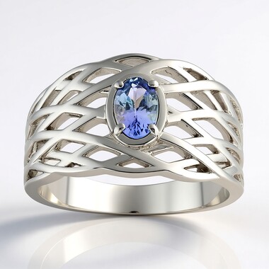 Anillo en plata con Tanzanita lila sin tratamiento térmico.
