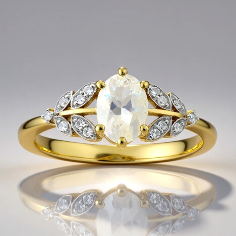 Anello in oro con Pietra di Luna Arcobaleno AAA (Mark Kaufman)