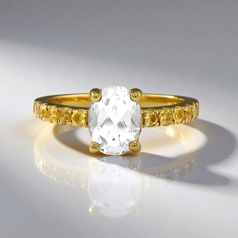 Anello in argento con Topazio Bianco