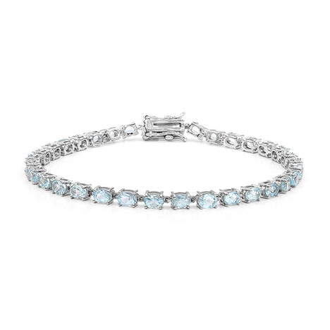 Zilveren armband met hemel-blauwe topaasstenen