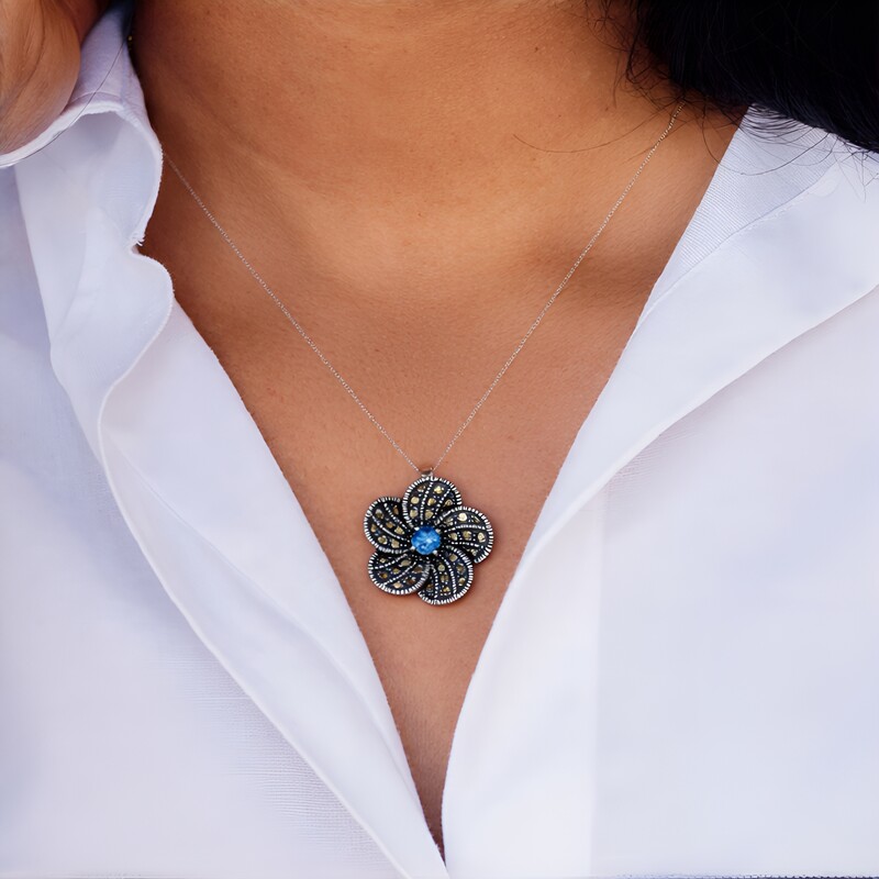 Schweizblauer Topas-Silberanhänger/-brosche (Annette classic)