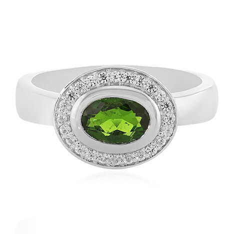 Anillo en plata con Diópsido de Rusia