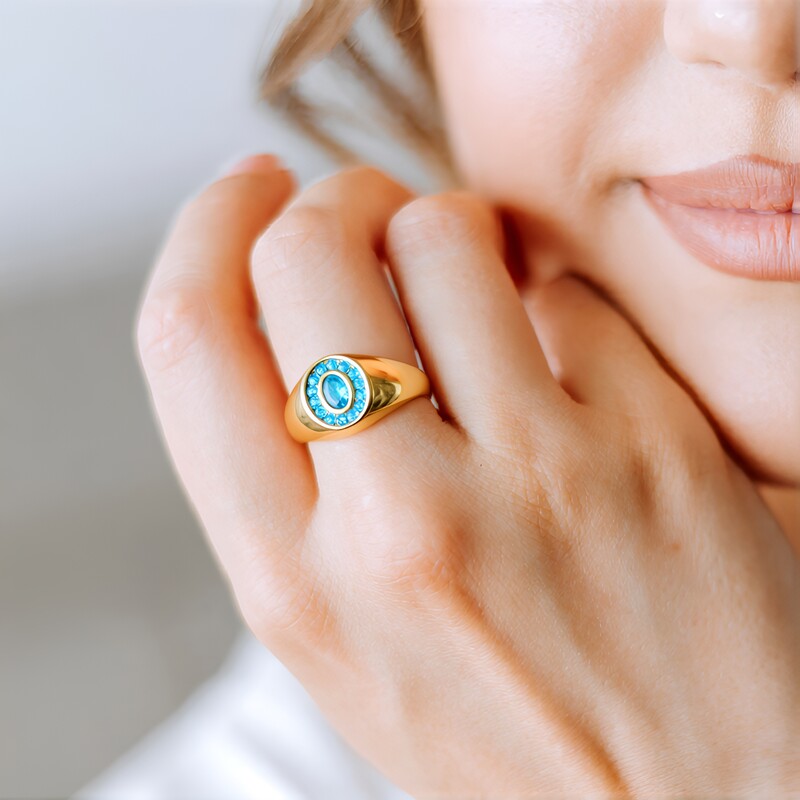Neon Blue Apatite Silver Ring