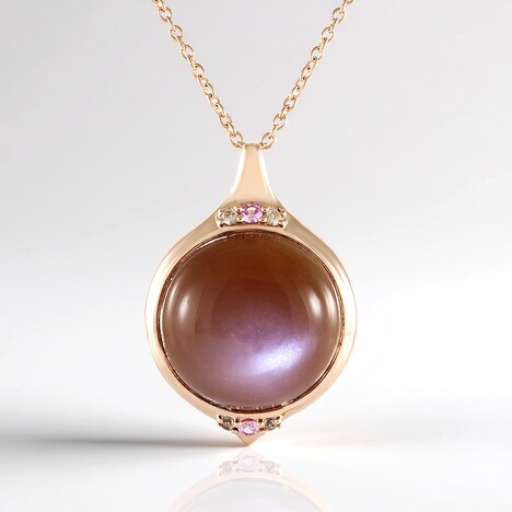 Collana in argento con Pietra di Luna Cioccolato (KM by Juwelo)