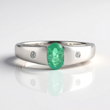 Bague en argent et Emeraude de Russie