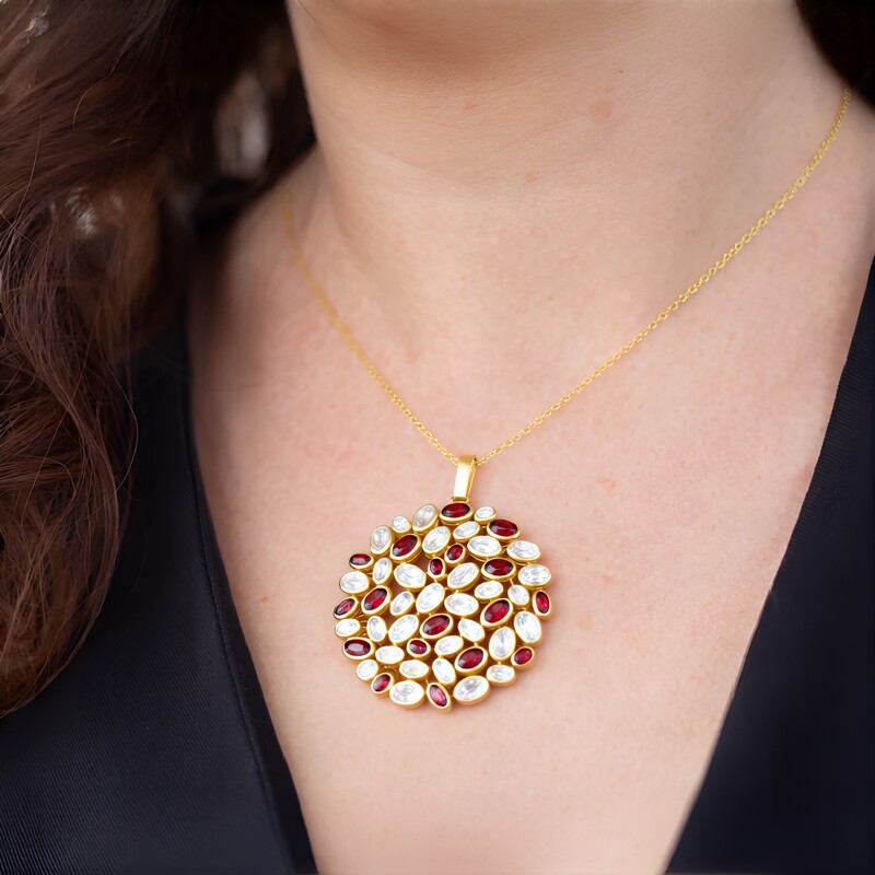 Collana in argento con Granato Mozambico (KM by Juwelo)