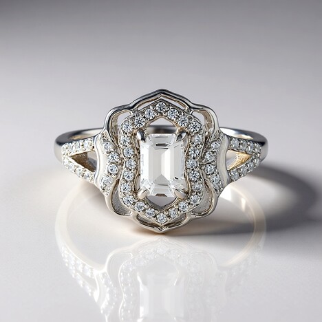 Anello in argento con Zaffiro Bianco