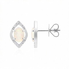 Pendientes en oro con Ópalo blanco de Brasil