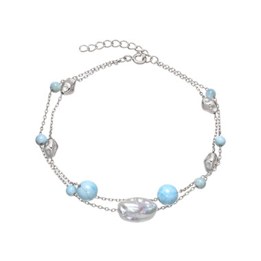 Zilveren armband met een Witte zoetwater kweekparel