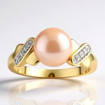Anello in argento con Perla Ming color Pesca (TPC)