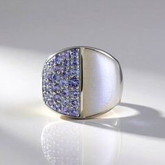 Anello in argento con Pietra di Luna Argentata (KM by Juwelo)