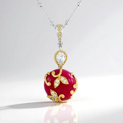 Collana in argento con Calcedonio Lampone