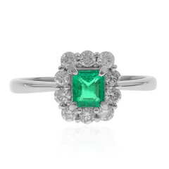 Platina ring met een AAA Zambia smaragd (CIRARI)