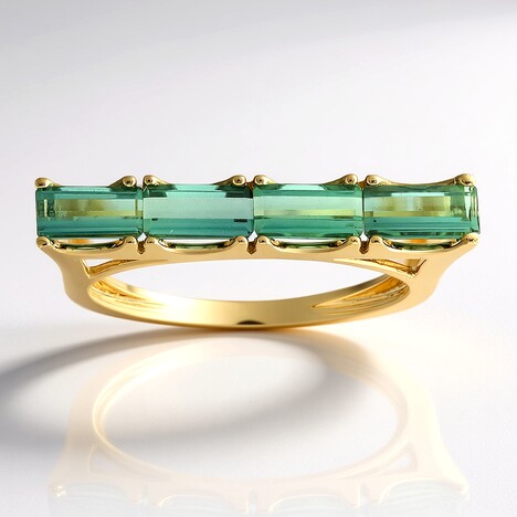 Anello in oro con Tormalina Verde di Benedito