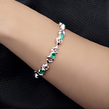 Sambia-Smaragd-Silberarmband