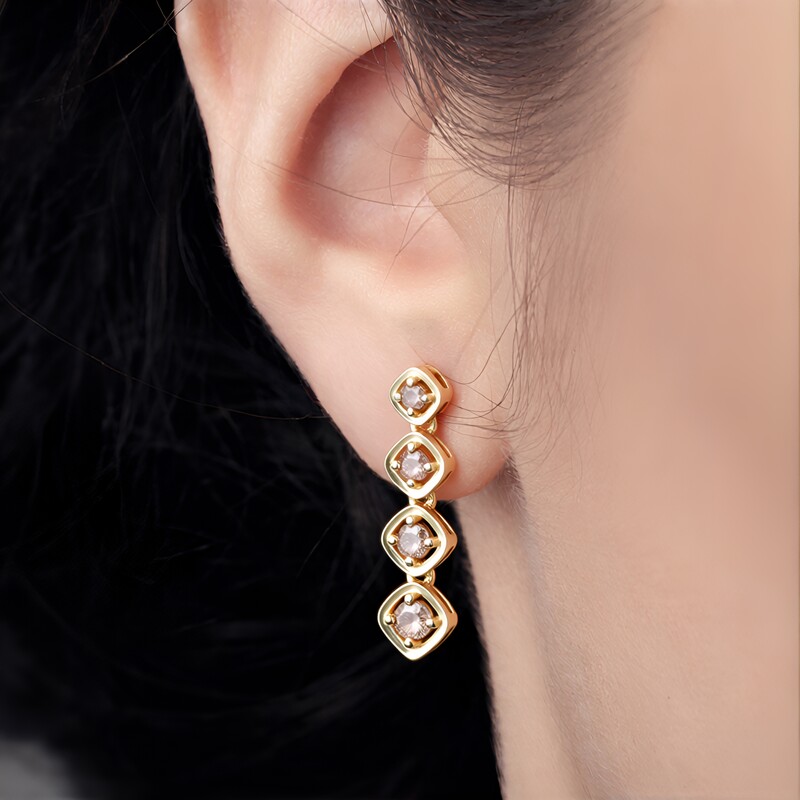 Boucles d'oreilles en or et Diamant champagne I2 (de Melo)