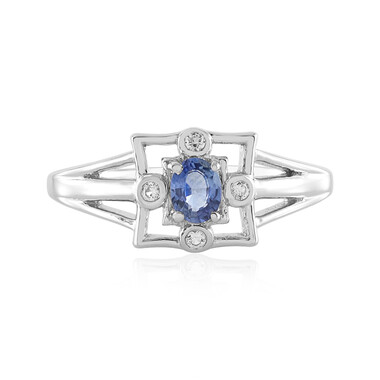 Nicht erhitzter Blauer Ceylon-Saphir-Silberring