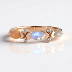 Anello in argento con Pietra di Luna Argentata (KM by Juwelo)
