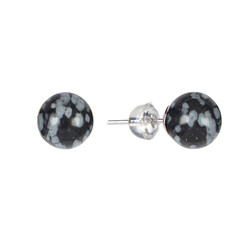 Boucles d'oreilles en argent et Obsidienne Flocon-de-Neige