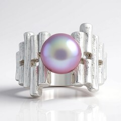 Anello in argento con Perla Ming Porpora (TPC)