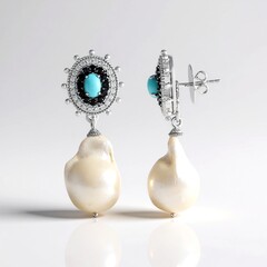 Orecchini in argento con Perla d'Acqua Dolce Bianca (Dallas Prince Designs)