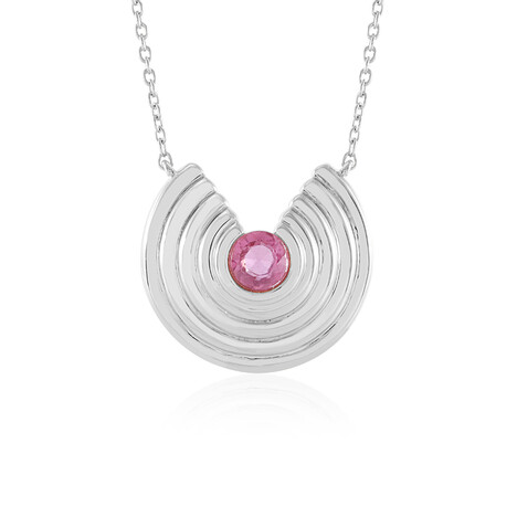Zilveren halsketting met een Madagaskar Roze Saffier (de Melo)